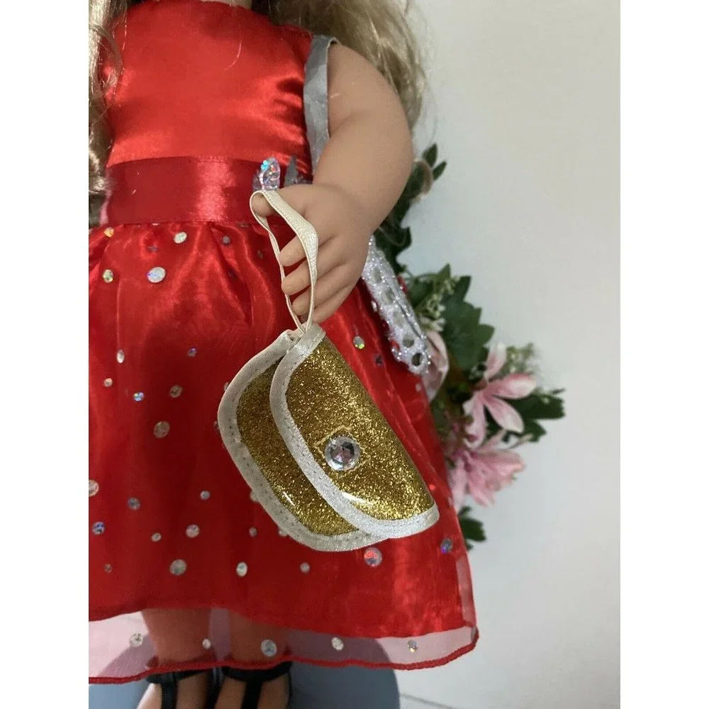American Girl Doll Retired Accessory Gold Hand Purse Clutch Battat‎ Doll 18